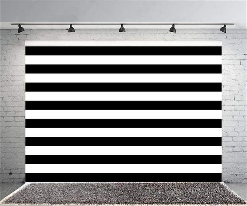 AOFOTO 10x8ft Black and White Striped Photography Backdrop Streak Texture Stripes Background for Photos at Wedding Birthday Party Kid Bride Adult Photo Studio Props Baby Shower Banner Decoration Vinyl - Image 3